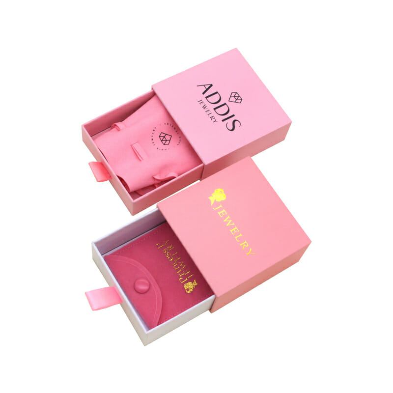 Pink jewelry drawer packing boxes